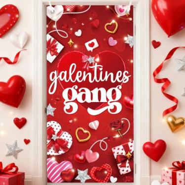 Imagem de Inisajace Capa de porta de dia Galentines - Decorações de porta feliz dia de galentinas, placa de cobertura de porta grande galentina gangue galentina, banner de fundo de feriado suprimentos decoração