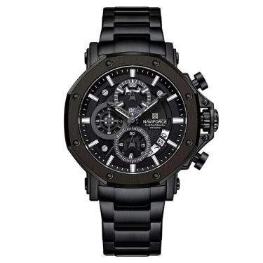 Imagem de Relógio De Quartzo De Aço Inoxidável Masculino Impermeável Luminoso Esportivo Preto