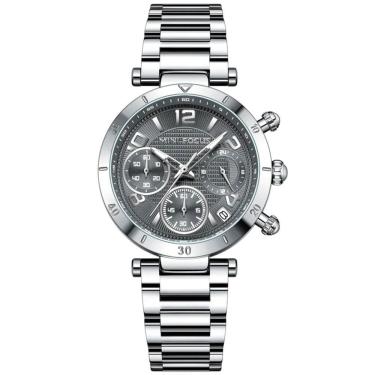 Imagem de Relógio De Quartzo Feminino Minimalista Com Strass Movimento De Quartzo Cinza