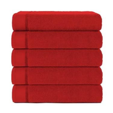 Imagem de Kit 5 Toalhas de Banho Gigante 75x150cm – Conforto e Qualidade em 100% Algodão (Vermelho)