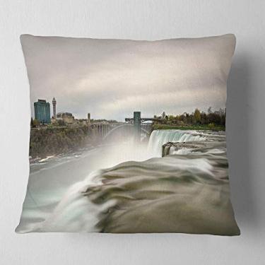Imagem de Sala de estar, sofá, almofada de alta qualidade Designart Cataratas do Niágara Goat Island View' grande praia + capa de almofada impressa em ambos os lados 66 cm x 66 cm
