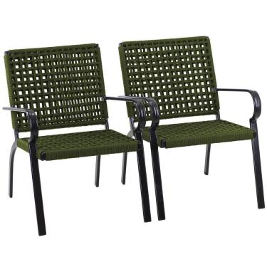 Imagem de 2 Poltrona Alumínio Corda Náutica Porto Rico Trama Original Verde