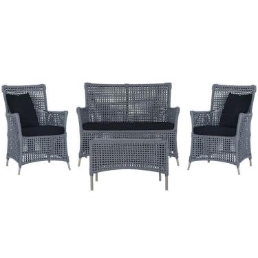 Imagem de Jogo Sofá 2 Poltronas E Mesa Igapó Fendi E12 Trama Original Prata