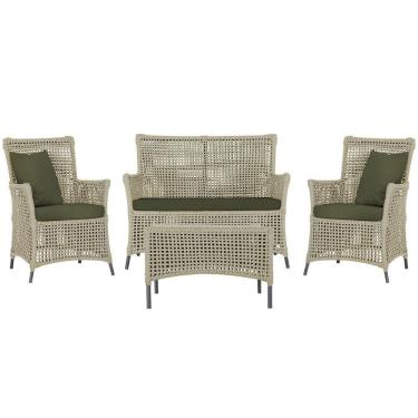 Imagem de Jogo Sofá 2 Poltronas E Mesa Igapó Preta E13 Trama Original Rami