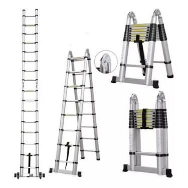 Imagem de Escada Alumínio Telescópica V Multifuncional 5M 16 Degraus