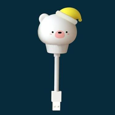 Imagem de Luminária Infantil USB Urso Polar, LED Touch, Luz Noturna Decorativa, Base Ajustável, Iluminação Suave para Quarto de Bebê