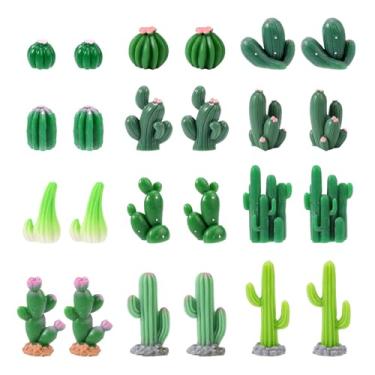 Imagem de Lyreh 24 Peças De Cactos Resina Em Miniatura, 12 Tamanhos, Mini Estatuetas Cactos, Suculentas Fofas, Plantas Brinquedo, Acessórios Decoração Para Interior Carro, Mesa Escritório, Micro Paisagem, Cas