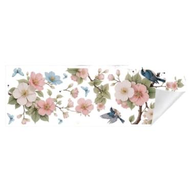 Imagem de FLCPJGV Adesivo de parede floral, decoração de fundo para sofá com pássaros, adesivo de parede floral em PVC para sala de estar, sofá, fundo de TV, decoração