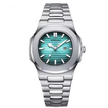 Imagem de Relogio Analógico Masculino Quadrado Luminoso Em Aço Inoxidável Impermeavel Azul Claro