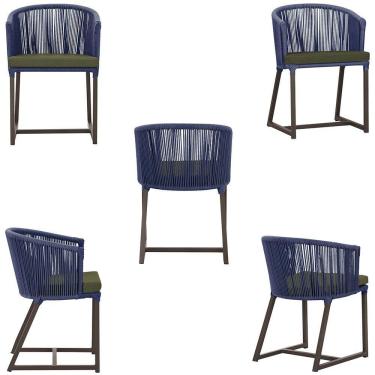 Imagem de Mesa Com 4 Cadeiras E Noronha Estofado 13 Trama Original Azul