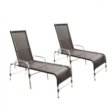 Imagem de 3 Espreguiçadeiras E Mesa Grécia C- Balde Em Alumínio Trama Preto