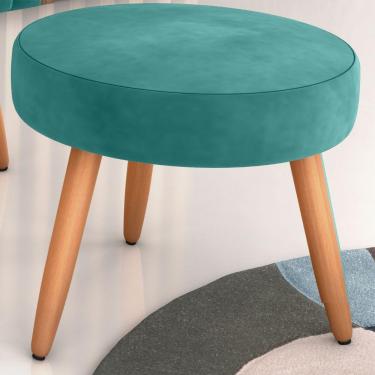Imagem de Puff Redondo Para Sala Sueli Veludo Verde Menta