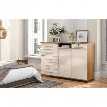 Imagem de Cômoda Max 2020 Com 2 Portas E 6 Gavetas Freijo-off White Lukaliam