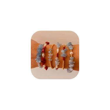 Imagem de SHINUS BOHO 6 pulseiras femininas espirituais de pedras preciosas com contas de ouro espiritual, jaspe vermelho curativo, pedra da sorte, pedras preciosas, lascas, gerador de energia, joias, presentes