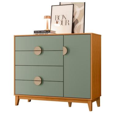 Imagem de Cômoda 4 Gavetas Com Sapateira Turvo Cinamomo Sálvia
