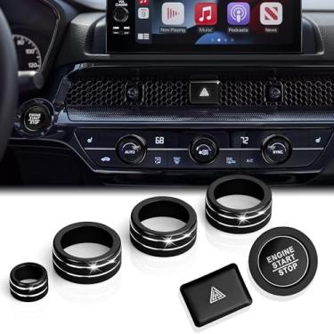 Imagem de DvlynAuroa Acessórios para Honda Civic 2022-2025 e Accord/CRV/HRV/Acura Integra 2023-2025 -A/C, rádio, luz de aviso, tampa do botão de arranque/anel (tela de 9 polegadas, preto)
