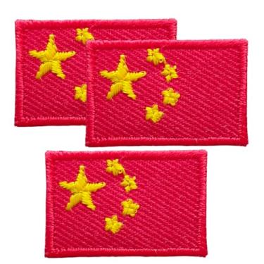 Imagem de Pequenas bandeiras bordadas com bandeira da China, remendos do país nacional para roupas, bonés, bolsas, coletes, uniformes militares, remendo bordado tamanho minúsculo 0,6 x 1,25 cm/lote de 3 peças