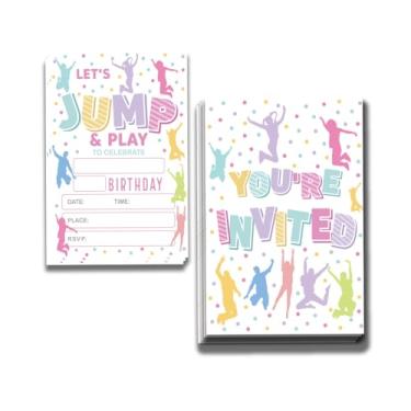 Imagem de Qwertirsr Convites de aniversário Let's Play Design dupla face (25 cartões + envelopes) com envelopes laço rosa convites de festa de aniversário para crianças, meninos, meninas, lembrancinhas de festa