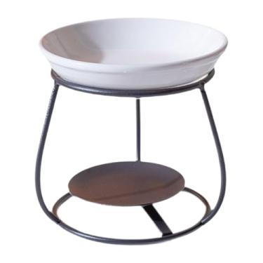Imagem de KiBcsLic Queimador de cera e óleo de cerâmica, suporte para vela tealight, aquecedor de fragrâncias moderno com estrutura de ferro, queimador de cera perfumada, Preto