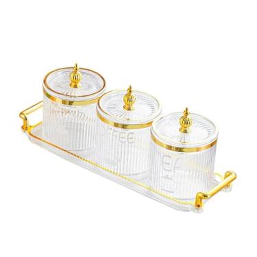 Imagem de WeiLaiKeQi Bandeja para frutas secas com tampa, prato para servir aperitivos, potes de açúcar selados, recipiente para doces e salgadinhos para casamento, Claro