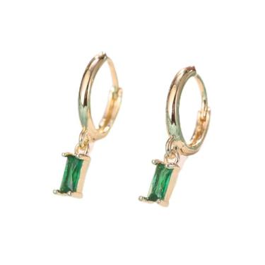 Imagem de Brincos de argola banhados a ouro para mulheres com zircônia cúbica pequenos delicados e leves brincos pendentes, standard, Cobre, Sem pedra preciosa