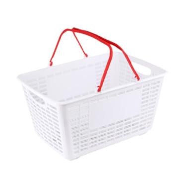 Imagem de SiaBiced Cesta de compras com alça, portátil e multiuso, ideal para guardar alimentos, brinquedos e frutas, de ser perfeita para organizar armários, Vermelho