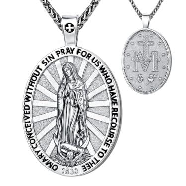 Imagem de Colar de medalhão oval de São Miguel, cobre banhado a ouro, pingente de 5 x 3 cm com corrente de 40 cm + 5 cm, medalha de oração de proteção religiosa, colares com pingente de cruz religiosa com