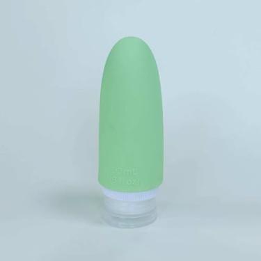 Imagem de Lungmate Garrafa de artigos de higiene de viagem, artigos de higiene pessoal de silicone de 85 g, recarregável, à prova de esmagamento (verde)