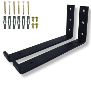 Imagem de Dois Ganchos Multiuso Fixação De Parede Aço Reforçado 20cm Mão Francesa Estilo Moderno (Preto)