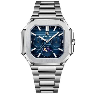 Imagem de Relógio masculino quadrado em aço inoxidável multifuncional design esportivo