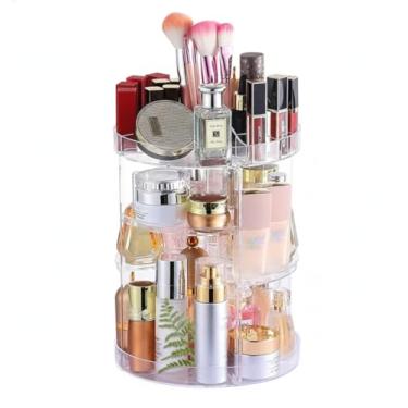 Imagem de Organizador Giratório 360° de Acrílico Transparente – Ideal para Maquiagens, Perfumes, Joias e Produtos de Beleza com Fácil Acesso e Visual Moderno