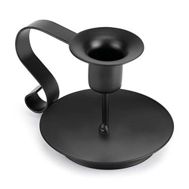 Imagem de aqxreight Suporte de Vela Cônico de Ferro retrô, Suporte de Vela Feito à Mão, Suporte de Castiçal Preto Com Alça de, Furo Redondo para Vela de Menos de 2,0 Cm, Design Moderno, ótimo para