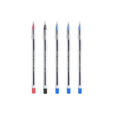 Imagem de Kit 5 Caneta Ponta Fina 0.7mm Compactor Economic, 3 Azul 1 Preta 1 Ver