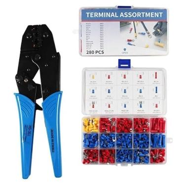Imagem de VUBBJCRS HS-30J/SN-02C Kit de ferramentas de crimpagem para terminais de isolamento RV/SV/MDD/FDD/BV Alicate de crimpagem de fio conectores braçadeira ferramenta elétrica (HS-30J e 280PCS)