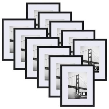 Imagem de CRUGLA Conjunto de 11 porta-retratos 20 x 25 cm, exiba imagens 13 x 17 com tapete ou 20 x 25 sem, molduras multifotos, tela de parede e mesa, preta