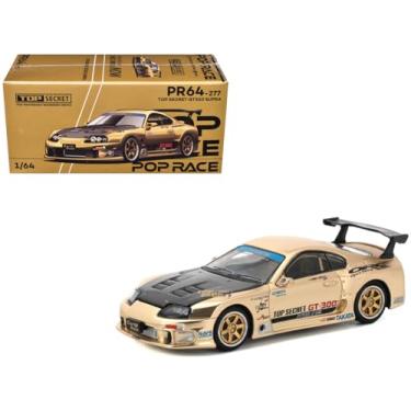 Imagem de 1:64 Diecast Model Car Compatible with Toyota Supra GT300 Top Secret Chrome Gold Limited Edition by Pop Race PR640277