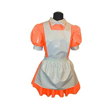 Imagem de Vestido masculino masculino manga Wetlook látex vestido rodado, laranja, 2GG