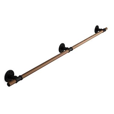 Imagem de Corrimãos de escada antiderrapantes de madeira maciça de madeira natural, uso doméstico contra a parede, grades internas do sótão para idosos, hastes de suporte de corredor (tamanho: 5,8 m)