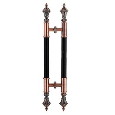 Imagem de Maçaneta de porta em forma de H estilo retrô europeu, puxador de porta de loja de celeiro de entrada de aço inoxidável, conjunto de ferragens sem desbotamento maçaneta de porta dupla face (cor: preto