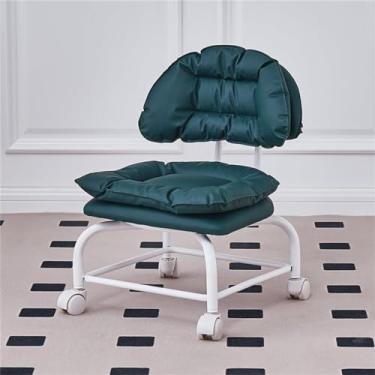 Imagem de BSNANCA Banqueta rotativa de 360°, cadeira rolante baixa com encosto, banqueta de pedicure para casa, banqueta de rolo pequena com rodas (tamanho R único) (tamanho K único) (tamanho F único)