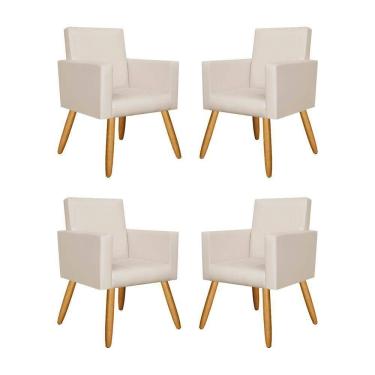 Imagem de Kit 04 Poltronas Decorativa Recepção Courino Balaqui Bege