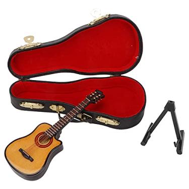 Imagem de Basswood e metal miniatura guitarra elétrica modelo mini ornamentos de instrumento musical (Guitarra fraque de 13cm)
