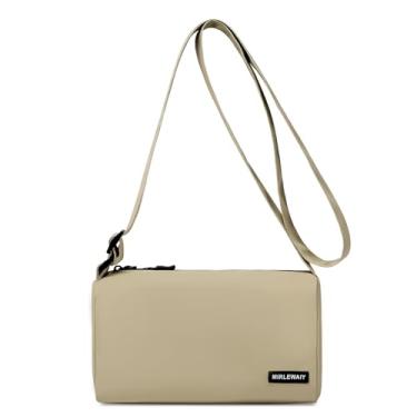 Imagem de MIRLEWAIY Bolsa tiracolo minimalista, leve, de grande capacidade, bolsa de ombro casual esportiva à prova d'água, Caqui, Bolsa transversal moderna minimalista
