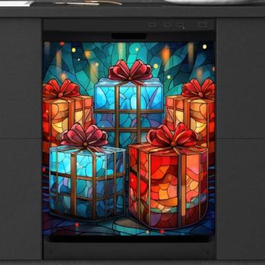 Imagem de Presente de vidro para lava-louças, capa magnética para lava-louças, capa magnética para porta de geladeira, decalque de geladeira para cozinha, eletrodomésticos, 58 x 66 cm