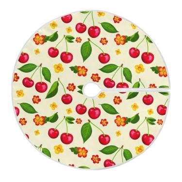 Imagem de Blueangle Saia para árvore de Natal de cerejeira de 120 cm - poliéster macio e resistente a rugas, decoração de férias para festas de Natal, árvore festiva e decoração de casa (479)