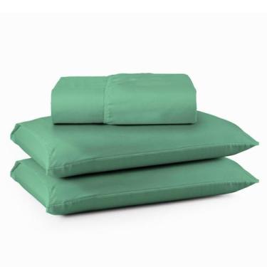 Imagem de Kit Jogo Lençol Roupa Cama Casal 3 Peças Elastico Fronha Simples 200 F