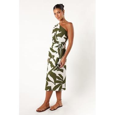 Imagem de Petal & Pup Vestido midi feminino Zara de um ombro só, Palmeira oliva, GG