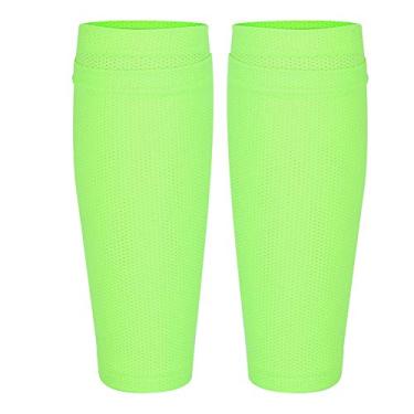 Imagem de Ainoli um par de esportes ao ar livre náilon fluorescente verde futebol meia protetora caneleira protetor almofada perna panturrilha mangas apoio