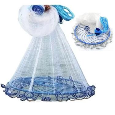 Imagem de Rede Pesca Tarrafa Chinesa Disco 6 Metros Pescaria Malha Multifilamento Peixe Robalo Tainha Lambari