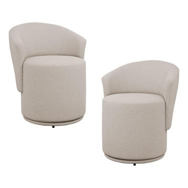 Imagem de Kit 02 Poltronas Orgânicas Living Mavi Fixa Bouclê Bege - Desk Design